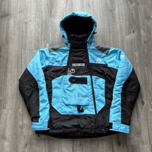 The North Face Steep Tech Ski Jacket Women's XL Blue Black Hooded Winter Coat